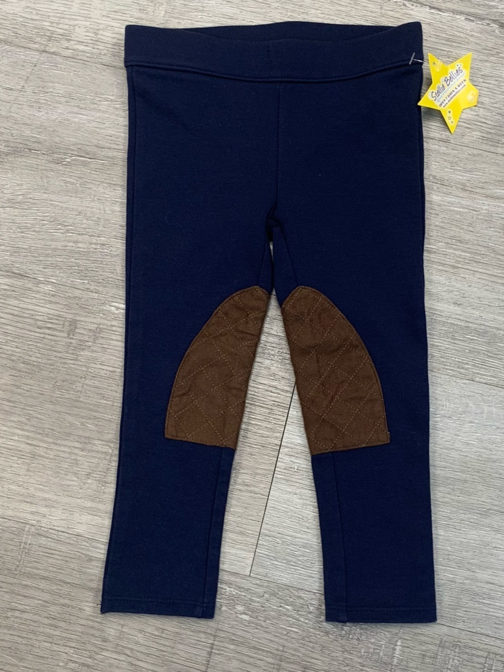 Janie and Jack Navy Leggings with Brown Quilted Knee Patches